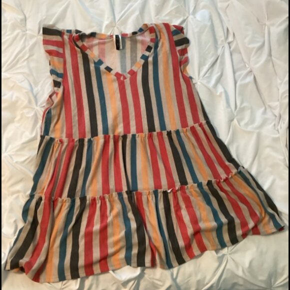 Glitzy Girlz Striped Casual Short Sleeve Dress - Picture 1 of 2